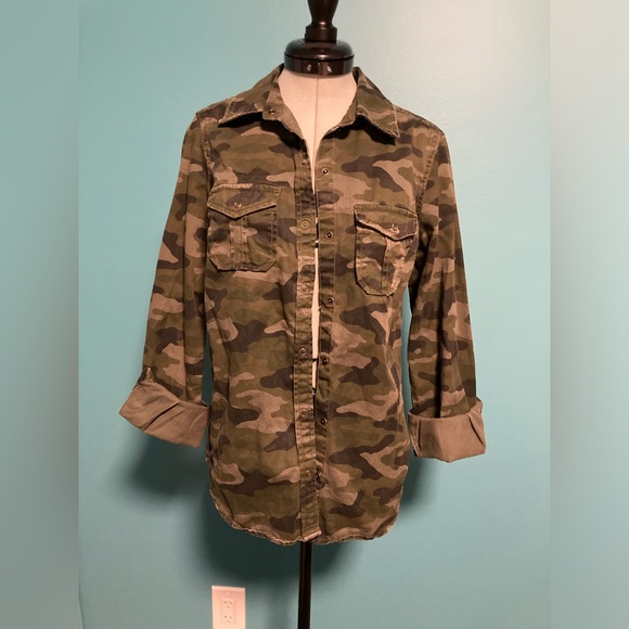 Arizona Jean Co. Y2K Camo Snap Up Denim Shirt / Light Jacket - Picture 1 of 10